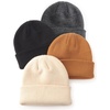 DRESHOW BQUBO 3 Pack Baby Beanies Toddler Kids Winter Hats Soft Knit Hat for Baby Boys Girls Warm Cap Beanies(4 Pack Knit Cap: Beige  Khaki  Dark Grey  Black)