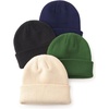 DRESHOW BQUBO 3 Pack Baby Beanies Toddler Kids Winter Hats Soft Knit Hat for Baby Boys Girls Warm Cap Beanies(4 Pack Knit Cap: Beige  Navy Blue  Army Green  Black)