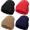 DRESHOW BQUBO 3 Pack Baby Beanies Toddler Kids Winter Hats Soft Knit Hat for Baby Boys Girls Warm Cap Beanies(4 Pack Knit Cap: Black  Red  Khaki  Navy Blue)
