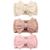 3 Pack Twists Patterned Bows: Light Pink  Pink  Beige