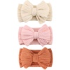 3 Pcs Baby Bow Headband Set: Rust  Pink  Cream