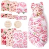 3 Pack Floral Newborn Swaddle & Headband Sets
