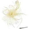 DRESHOW Fascinators Hat Flower Mesh Ribbons Feathers on a Headband and a Clip Tea Party Headwear for Girls and Women(7″ Diameter / Beige)