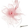 DRESHOW Fascinators Hat Flower Mesh Ribbons Feathers on a Headband and a Clip Tea Party Headwear for Girls and Women(7″ Diameter / Blush Pink)