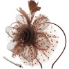 DRESHOW Fascinators Hat Flower Mesh Ribbons Feathers on a Headband and a Clip Tea Party Headwear for Girls and Women(7″ Diameter / Brown)