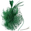 DRESHOW Fascinators Hat Flower Mesh Ribbons Feathers on a Headband and a Clip Tea Party Headwear for Girls and Women(7″ Diameter / Emerald Green)