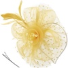 DRESHOW Fascinators Hat Flower Mesh Ribbons Feathers on a Headband and a Clip Tea Party Headwear for Girls and Women(7″ Diameter / Ginger)