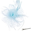 DRESHOW Fascinators Hat Flower Mesh Ribbons Feathers on a Headband and a Clip Tea Party Headwear for Girls and Women(7″ Diameter / Light Blue)