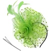 DRESHOW Fascinators Hat Flower Mesh Ribbons Feathers on a Headband and a Clip Tea Party Headwear for Girls and Women(7″ Diameter / Pea Green)