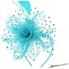 DRESHOW Fascinators Hat Flower Mesh Ribbons Feathers on a Headband and a Clip Tea Party Headwear for Girls and Women(7″ Diameter / Sky Blue)