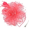 DRESHOW Fascinators Hat Flower Mesh Ribbons Feathers on a Headband and a Clip Tea Party Headwear for Girls and Women(7″ Diameter / Watermelon Red)