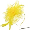 DRESHOW Fascinators Hat Flower Mesh Ribbons Feathers on a Headband and a Clip Tea Party Headwear for Girls and Women(7″ Diameter / Yellow)