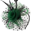 DRESHOW Fascinators Hat Flower Mesh Ribbons Feathers on a Headband and a Clip Tea Party Headwear for Girls and Women(7″ Diameter/ Green Black)