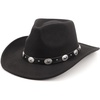 DRESHOW Women Men Classic Felt Wide Brim Western Cowboy & Cowgirl Cap Belt Buckle Retro Panama Hat Unisex Rolled up Caps(1 Pack Style 1: Black a (Hat Circumference: 22-22.8″))
