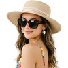 DRESHOW Women Straw Panama Hat Travel Fedora Beach Sun Hat Summer Wide Brim Straw Roll up Hats UPF 50+(1 Pack Boater Hat: Light Beige With Beige Band)