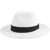 DRESHOW Women Straw Panama Hat Travel Fedora Beach Sun Hat Summer Wide Brim Straw Roll up Hats UPF 50+(Fedora White)