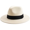 DRESHOW Women Straw Panama Hat Travel Fedora Beach Sun Hat Summer Wide Brim Straw Roll up Hats UPF 50+(Fedora a Ivory)