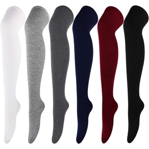 DRESHOW 6 Pairs High Thigh Socks Striped Over Knee Thin Tights Long Stocking for Women Leg Warmer(6 Pairs: Black  Wine Red  Navy  Light Gray  Gray  White)