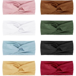 DRESHOW 8 Pack Headbands for Women Yoga Knotted Headbands Elastic Criss Cross Hair Accessories Sports Head Wrap Non Slip(8 Pack Criss Cross Solid Color A)