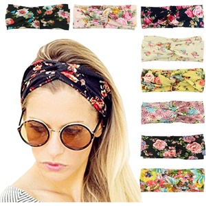 DRESHOW 8 Pack Headbands for Women Yoga Knotted Headbands Elastic Criss Cross Hair Accessories Sports Head Wrap Non Slip(8 Pack Flower Printed Cross B)