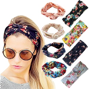 DRESHOW 8 Pack Headbands for Women Yoga Knotted Headbands Elastic Criss Cross Hair Accessories Sports Head Wrap Non Slip(8 Pack Printed)
