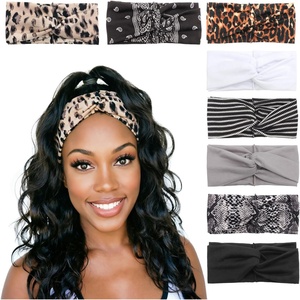 DRESHOW 8 Pack Headbands for Women Yoga Knotted Headbands Elastic Criss Cross Hair Accessories Sports Head Wrap Non Slip(8 Pcs Cross Knotted B)