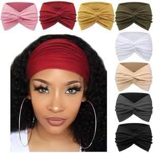DRESHOW 8 Pack Headbands for Women Yoga Knotted Headbands Elastic Criss Cross Hair Accessories Sports Head Wrap Non Slip(Turban Solid Color C)