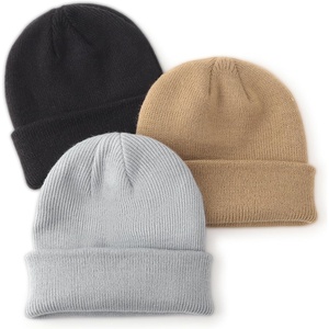 DRESHOW BQUBO 3 Pack Baby Beanies Toddler Kids Winter Hats Soft Knit Hat for Baby Boys Girls Warm Cap Beanies(3 Pack Knit Cap: Light Grey  Khaki  Black)