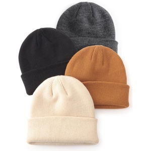 DRESHOW BQUBO 3 Pack Baby Beanies Toddler Kids Winter Hats Soft Knit Hat for Baby Boys Girls Warm Cap Beanies(4 Pack Knit Cap: Beige  Khaki  Dark Grey  Black)
