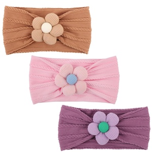 DRESHOW BQUBO Handmade Baby Headbands Soft & Stretchy Hair Bands with Bows Nylon Bows Hairbands for Girls Newborn Infant Toddlers Hair Accessories 3 pack(3 Pcs: Barbie Pink/Coffee/Purple)